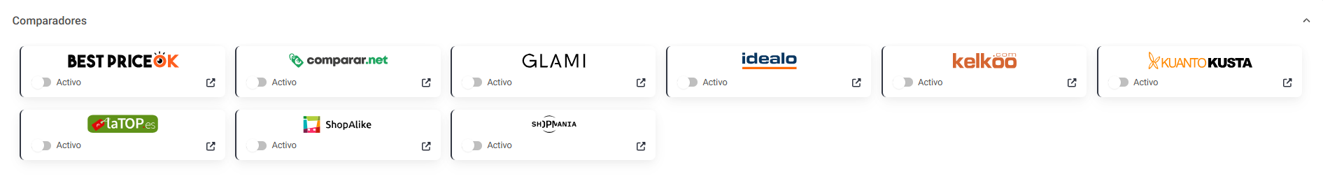 Comparadores para ecommerce marketplaces precios