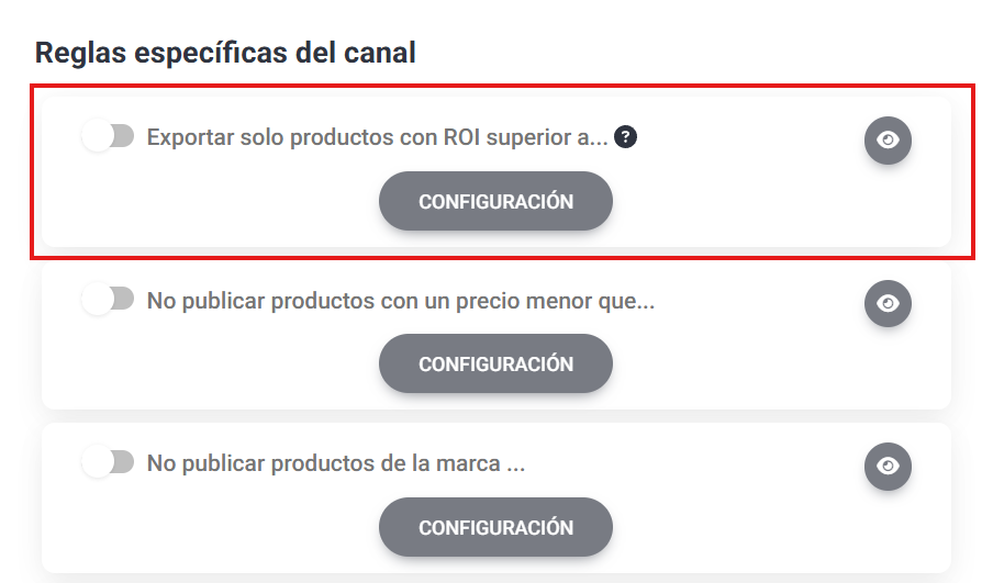 Configurar ROI mínimo en Lighthouse Feed para comparadores