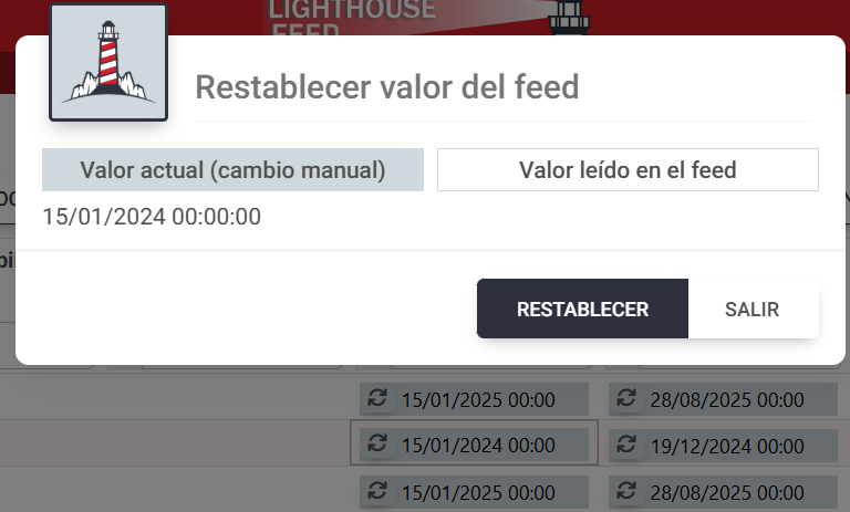Cambios manuales en el feed de Lighthouse Feed