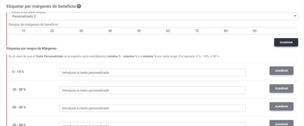 Etiquetas personalizadas para beneficios en Lighthouse Feed