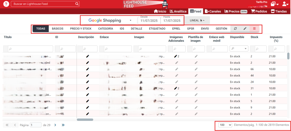 Previsualizar el feed en Lighthouse Feed