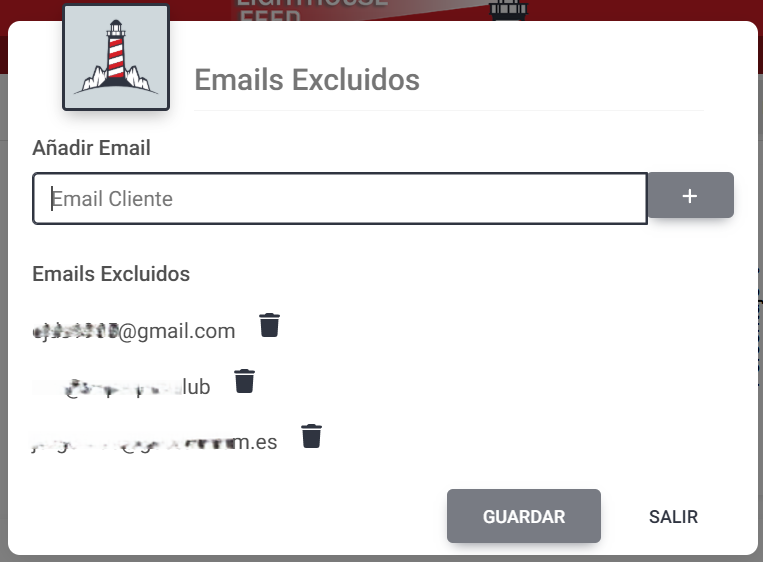 Excluir clientes para la analítica de clientes en Lighthouse Feed