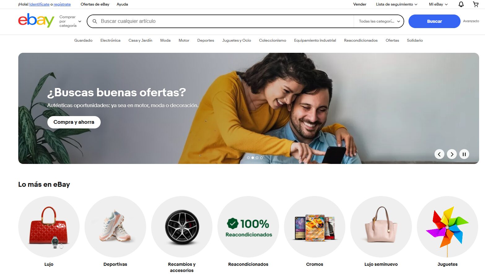 Pagina de inicio de ebay.