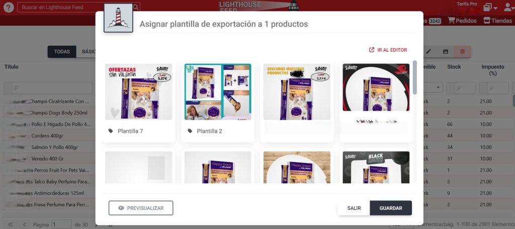 editor de imagenes lighthousefeed plantillas catalogo feed productos promocion google shopping meta ads