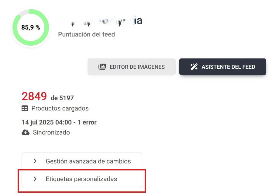 Rellena atributos concretos para Bulevip con Lighthouse Feed