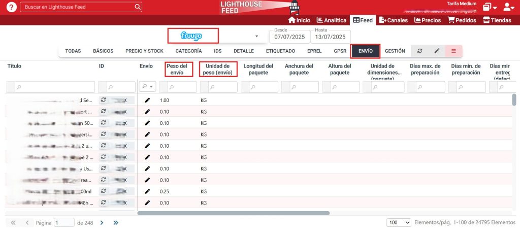 Gestión de los detalles de envío de los productos en Fruugo