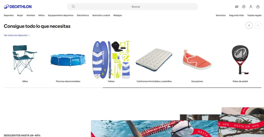 Página de inicio de decathlon marketplaces de deporte