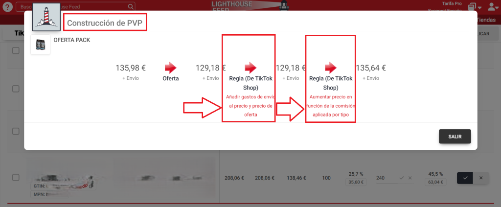 Tiktok reglas de precios pricing feed catalogo de producots