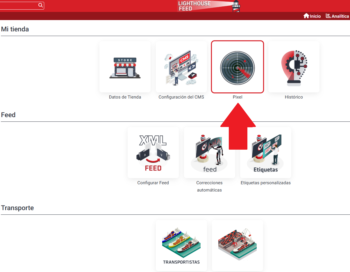 configuración del pixle