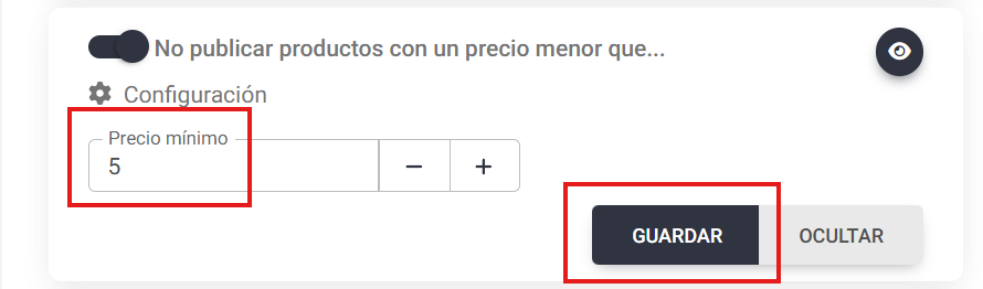 Establecer un precio mínimo de exportación para cada canal en Lighthouse Feed