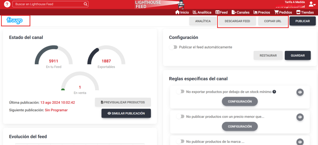 Conecta tu feed con Fruugo con Lighthouse Feed