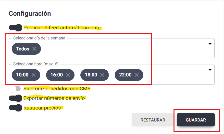 Configura la publicación automática de tu feed de Amazon en Lighthouse Feed