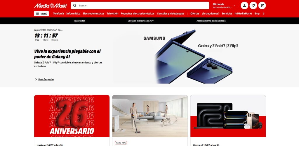 Página principal de Media Markt