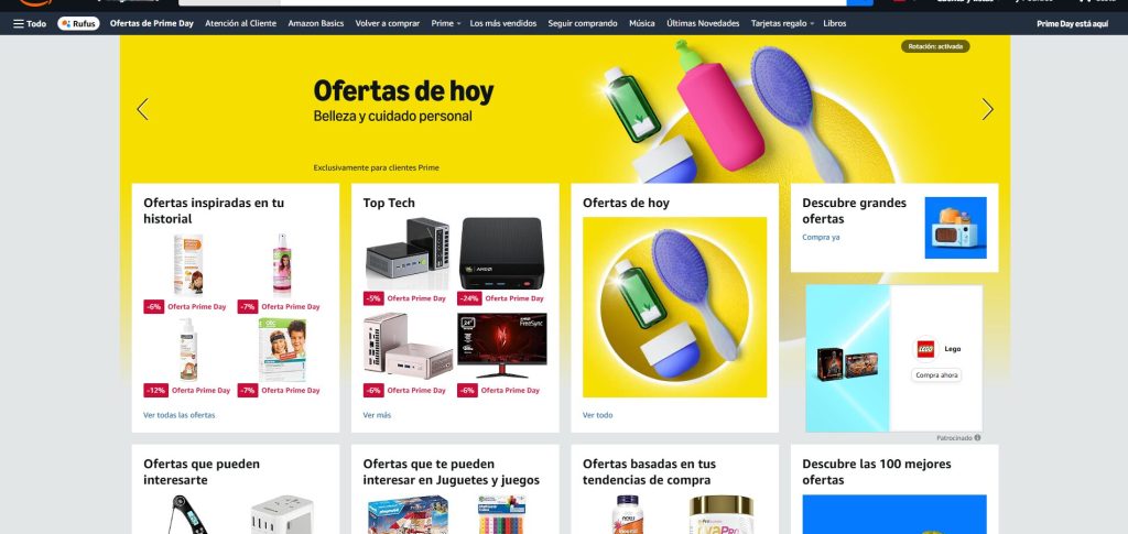 Página principal de Amazon