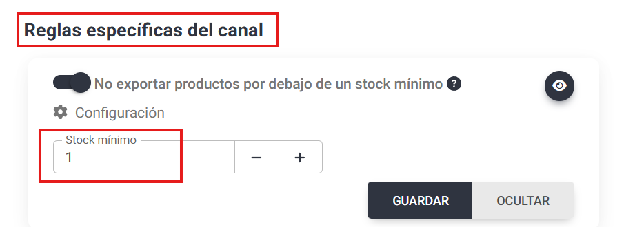 Establecer un stock mínimo para el canal de Carrefour en Lighthouse Feed