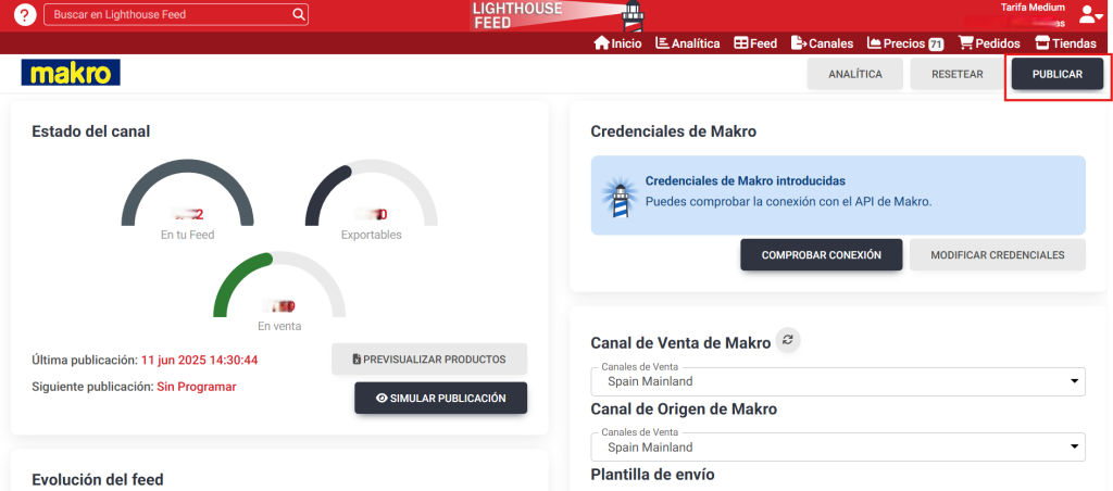 Publica tu feed en Makro con Lighthouse Feed