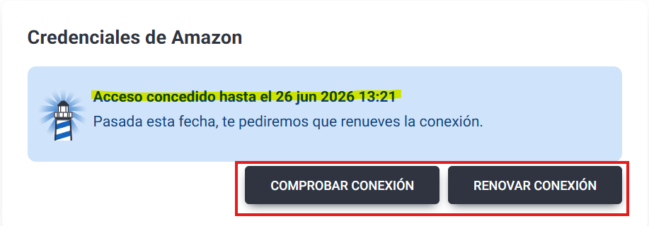 Renovación credenciales Amazon en Lighthouse Feed